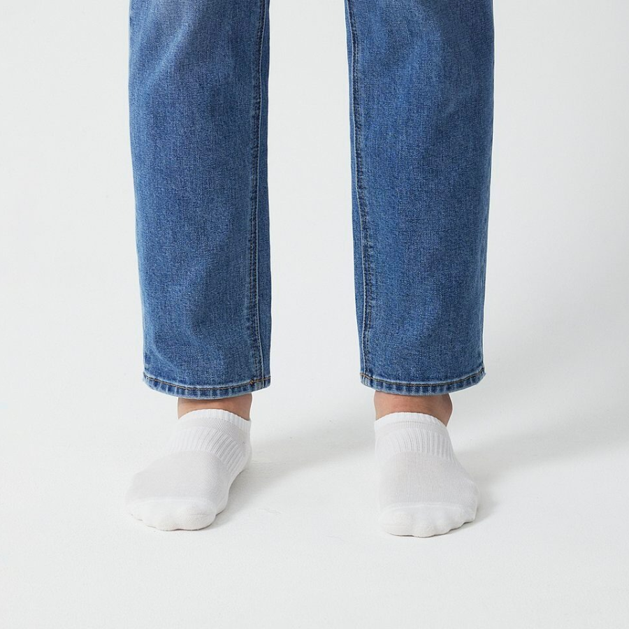 JAJU Half-Pile Sneaker Socks – White