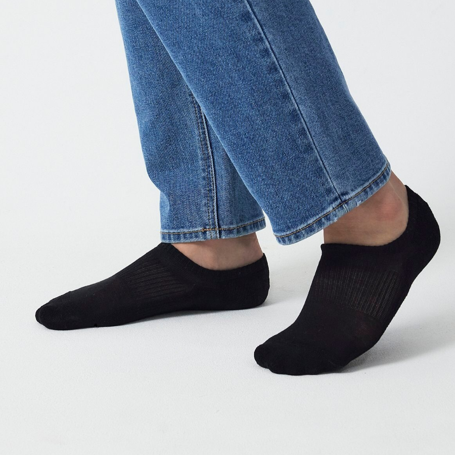 JAJU Half-Pile Sneaker Socks – Black