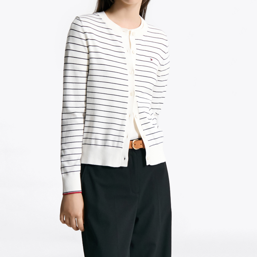 TOMMY HILFIGER [Official Headquarters] Striped Crew Neck Cardigan