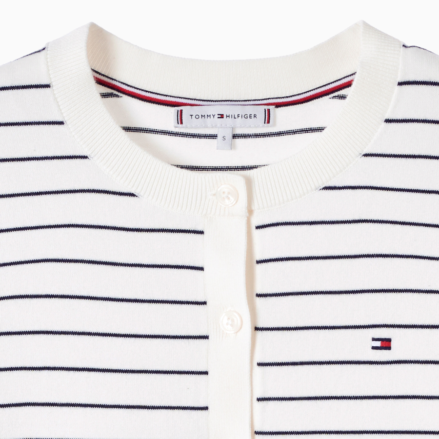 TOMMY HILFIGER [Official Headquarters] Striped Crew Neck Cardigan