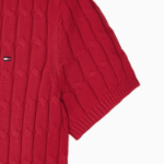 TOMMY HILFIGER [Official Headquarters] Cable Crew Neck Short Sleeve Sweater