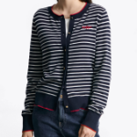 TOMMY HILFIGER [Official Headquarters] Striped Logo Crew Neck Cardigan