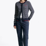 TOMMY HILFIGER [Official Headquarters] Striped Logo Crew Neck Cardigan