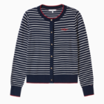 TOMMY HILFIGER [Official Headquarters] Striped Logo Crew Neck Cardigan