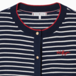 TOMMY HILFIGER [Official Headquarters] Striped Logo Crew Neck Cardigan