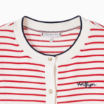 TOMMY HILFIGER [Official Headquarters] Striped Logo Crew Neck Cardigan