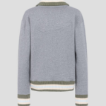 Maison Kitsune Men Varsity Zipped Blouson In Fleece With Knitted Detail - Medium Grey Melange