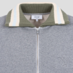 Maison Kitsune Men Varsity Zipped Blouson In Fleece With Knitted Detail - Medium Grey Melange