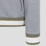 Maison Kitsune Men Varsity Zipped Blouson In Fleece With Knitted Detail - Medium Grey Melange