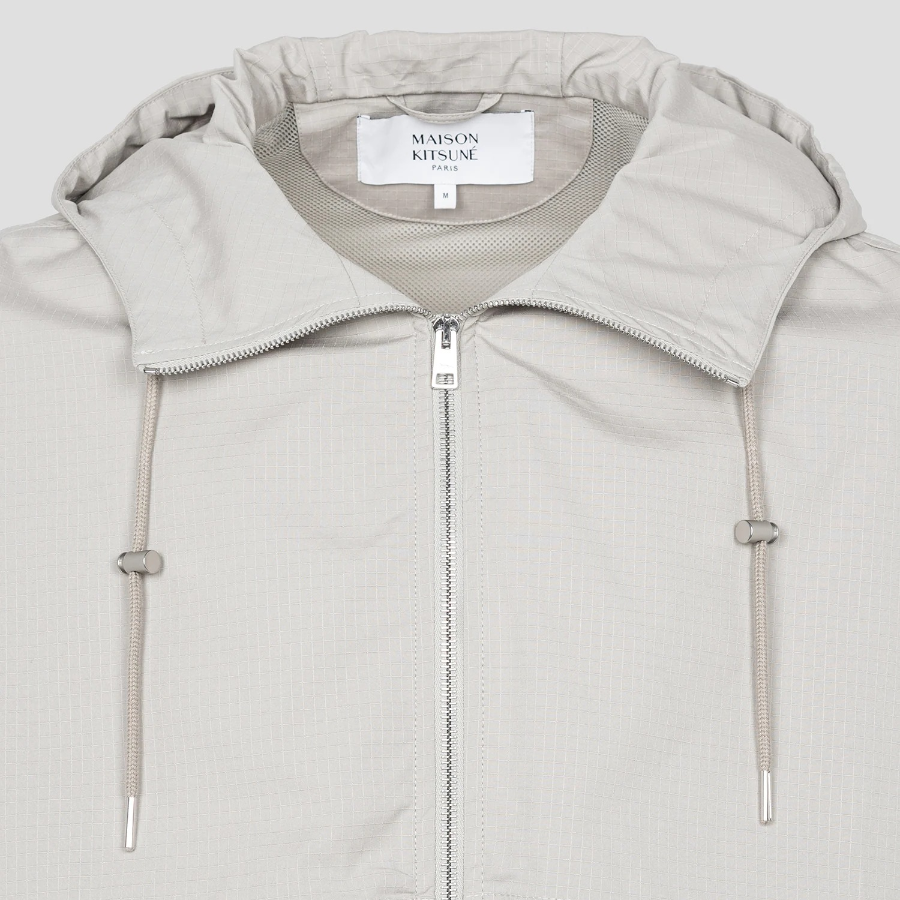 Maison Kitsune Men Hooded Zipped Windbreaker - Truffle
