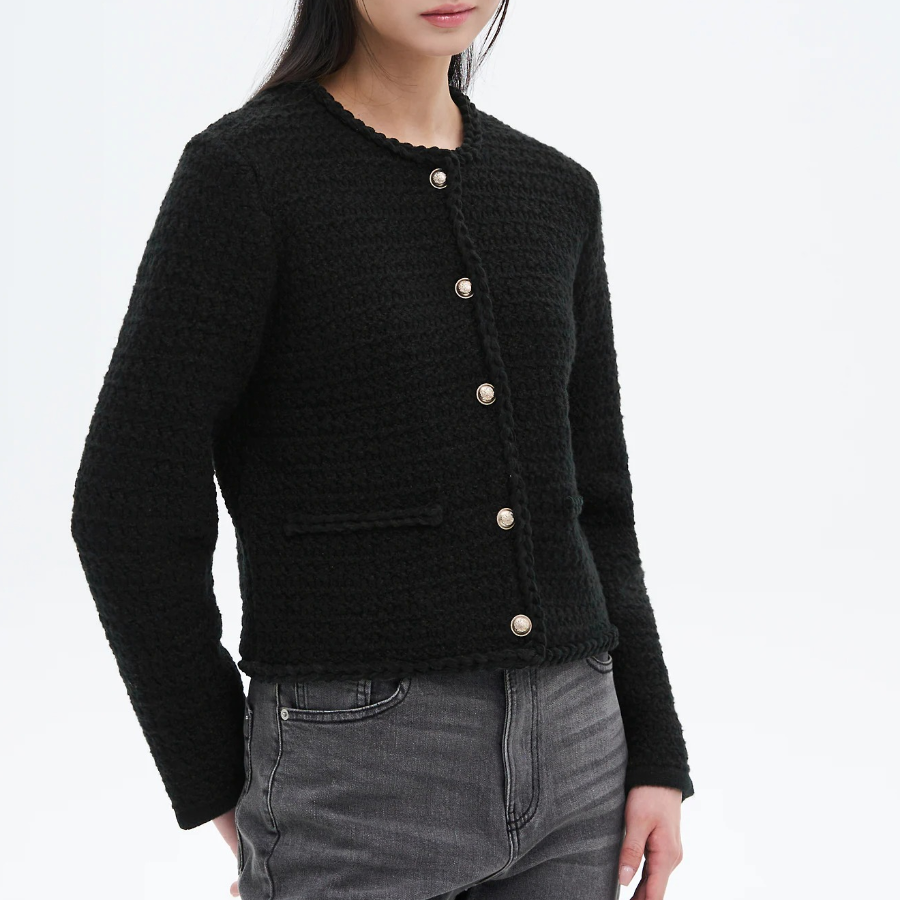 8 seconds Tweed Knit Jacket — Black