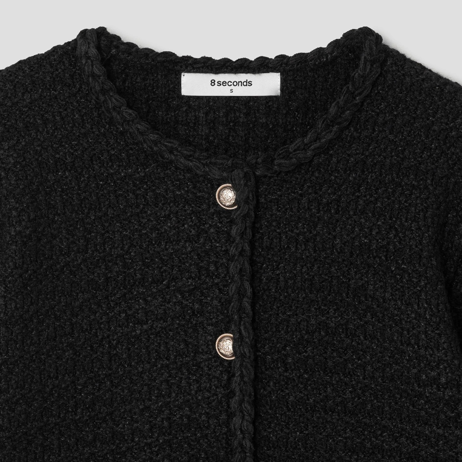 8 seconds Tweed Knit Jacket — Black