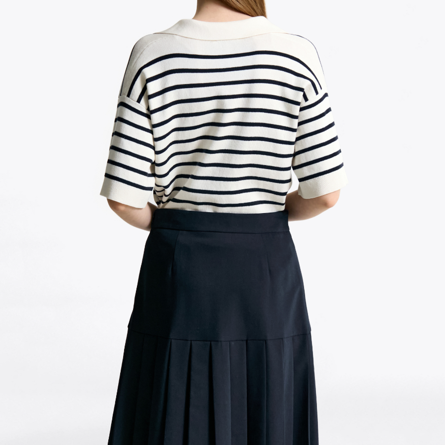 TOMMY HILFIGER [Official Headquarters] Striped Open Collar Sweater