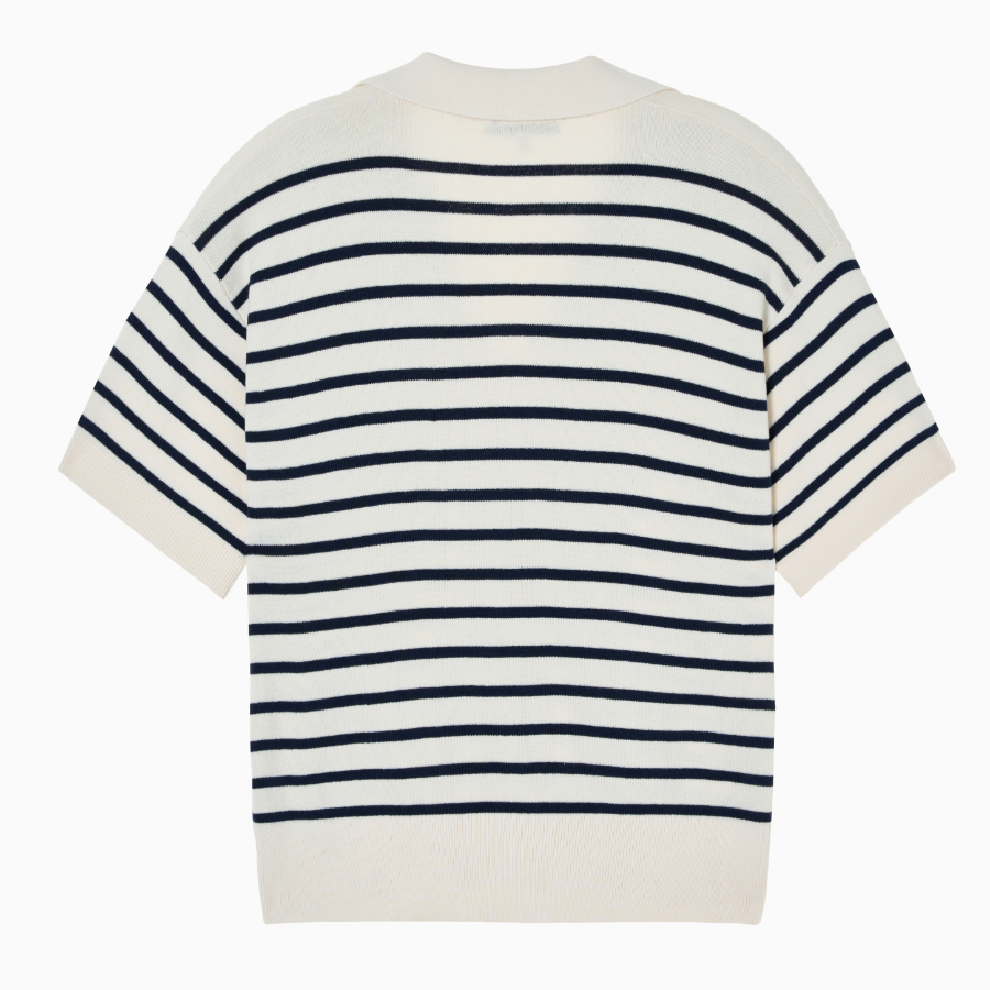TOMMY HILFIGER [Official Headquarters] Striped Open Collar Sweater