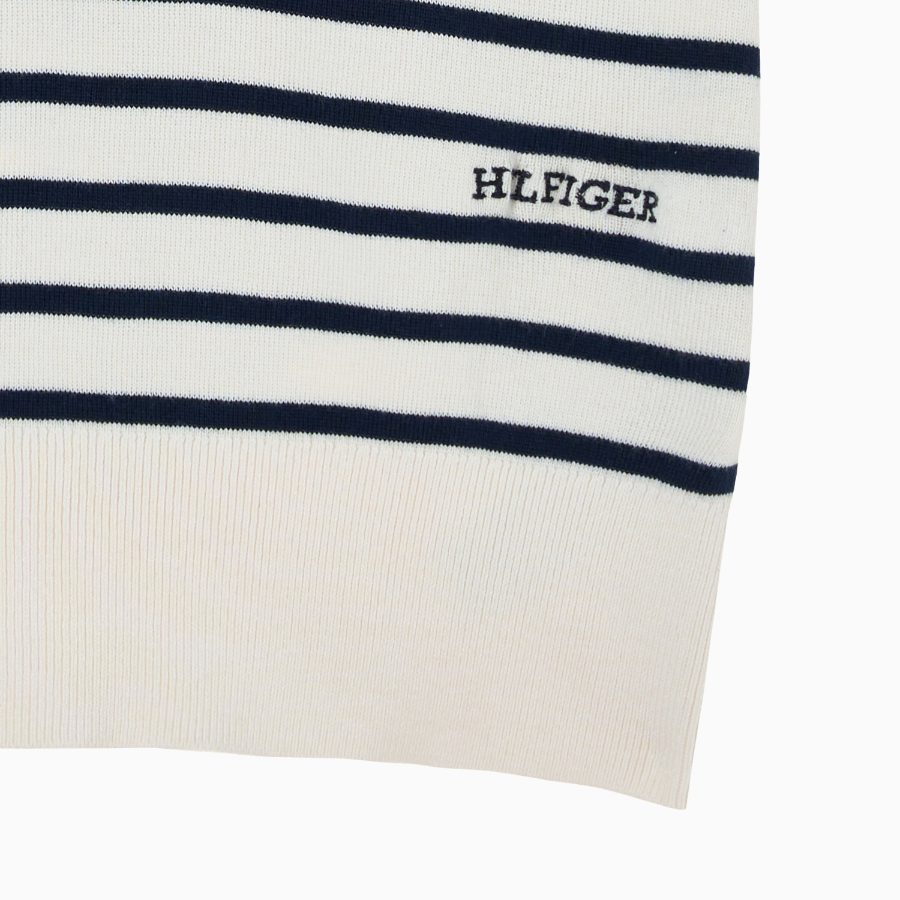 TOMMY HILFIGER [Official Headquarters] Striped Open Collar Sweater