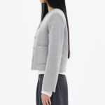 8 seconds Wool Twill Padded Lined Short Jacket — Light Grey
