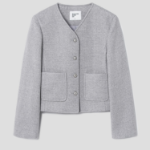 8 seconds Wool Twill Padded Lined Short Jacket — Light Grey