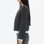 8 seconds Wool Twill Padded Lined Short Jacket — Ash