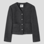8 seconds Wool Twill Padded Lined Short Jacket — Ash