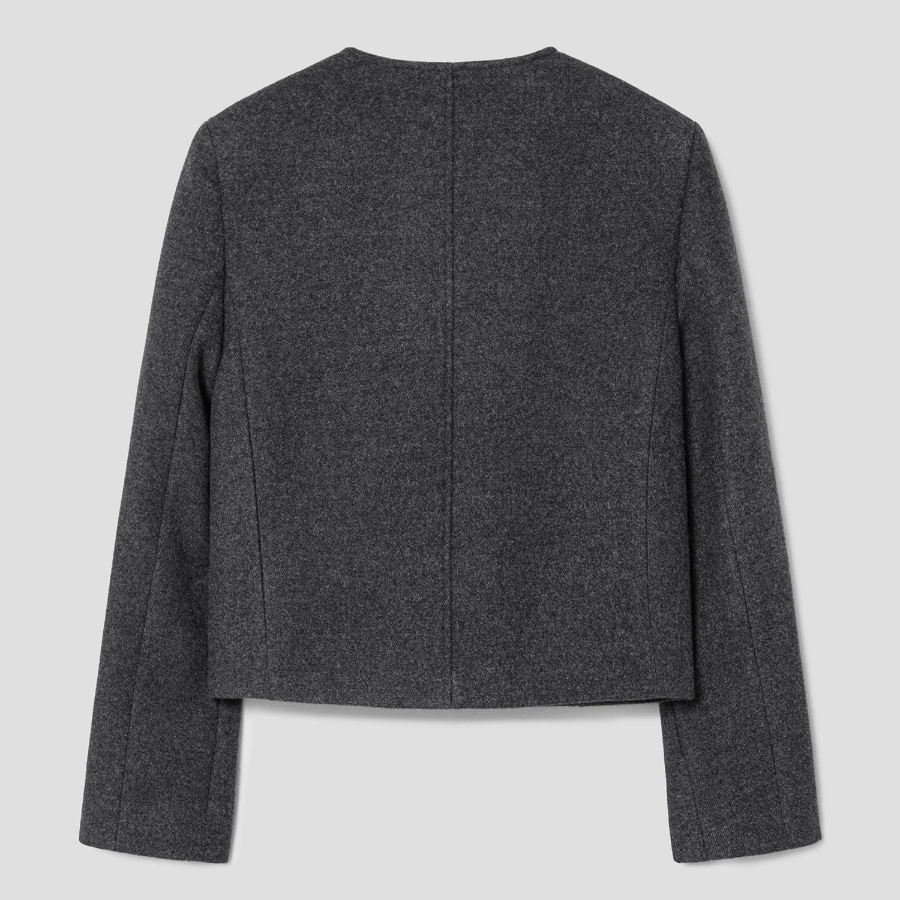 8 seconds Wool Twill Padded Lined Short Jacket — Ash