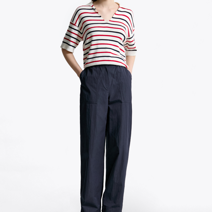 TOMMY HILFIGER [Official Headquarters] Striped Open Collar Sweater
