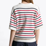 TOMMY HILFIGER [Official Headquarters] Striped Open Collar Sweater