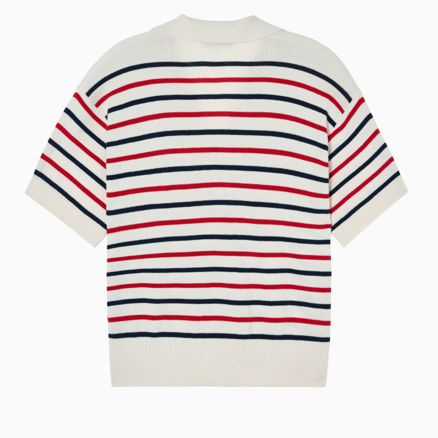 TOMMY HILFIGER [Official Headquarters] Striped Open Collar Sweater