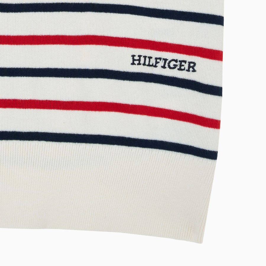 TOMMY HILFIGER [Official Headquarters] Striped Open Collar Sweater