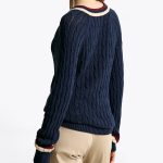 TOMMY HILFIGER [Official Headquarters] Varsity Cable V-Neck Sweater