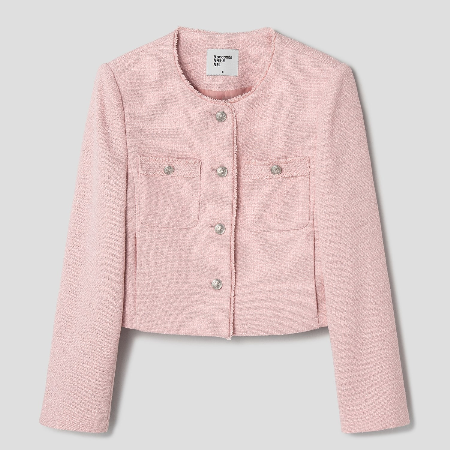 8 seconds Color Tweed Short Jacket — Pink