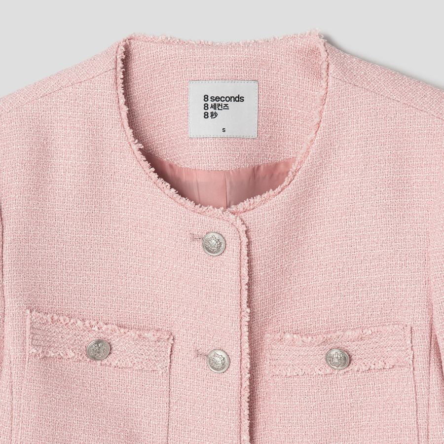 8 seconds Color Tweed Short Jacket — Pink