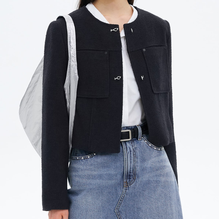 8 seconds Round Jacket — Navy