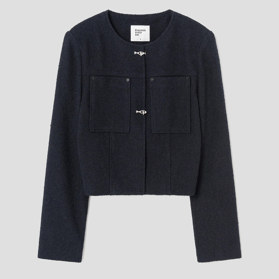 8 seconds Round Jacket — Navy
