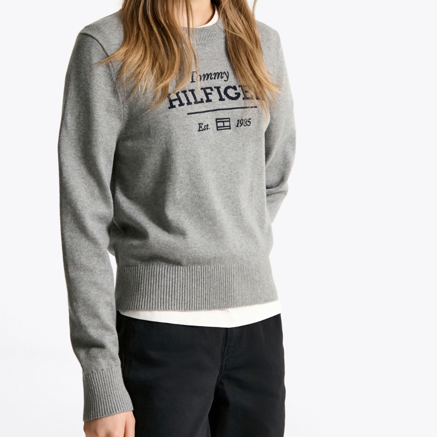 TOMMY HILFIGER [Official Headquarters] Logo Crew Neck Sweater