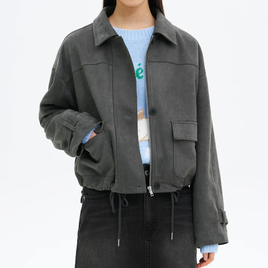 8 seconds Suede Collar Jacket — Grey