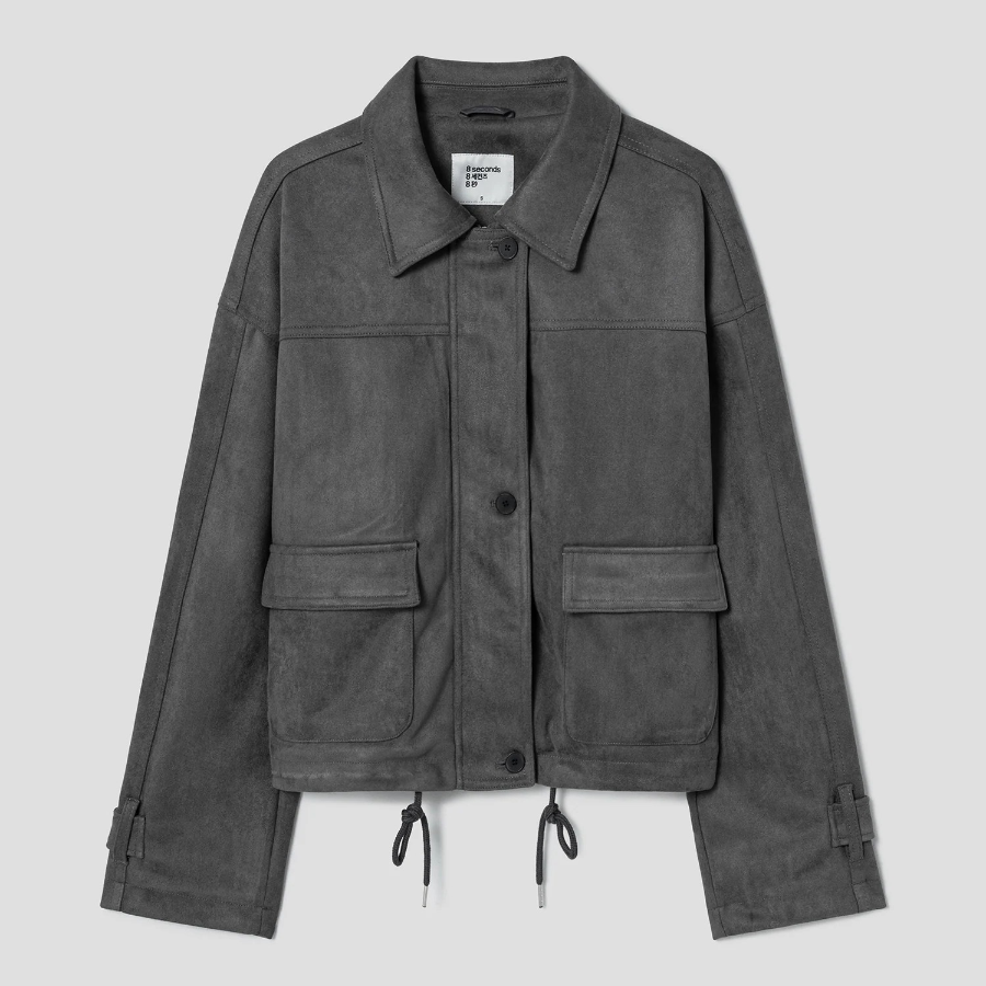 8 seconds Suede Collar Jacket — Grey