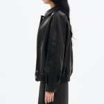8 seconds Oversized Blouson Leather Outer — Black