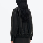 8 seconds Oversized Blouson Leather Outer — Black