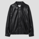 8 seconds Oversized Blouson Leather Outer — Black