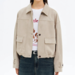 8 seconds Suede Collar Jacket — Beige
