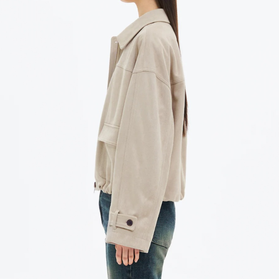8 seconds Suede Collar Jacket — Beige