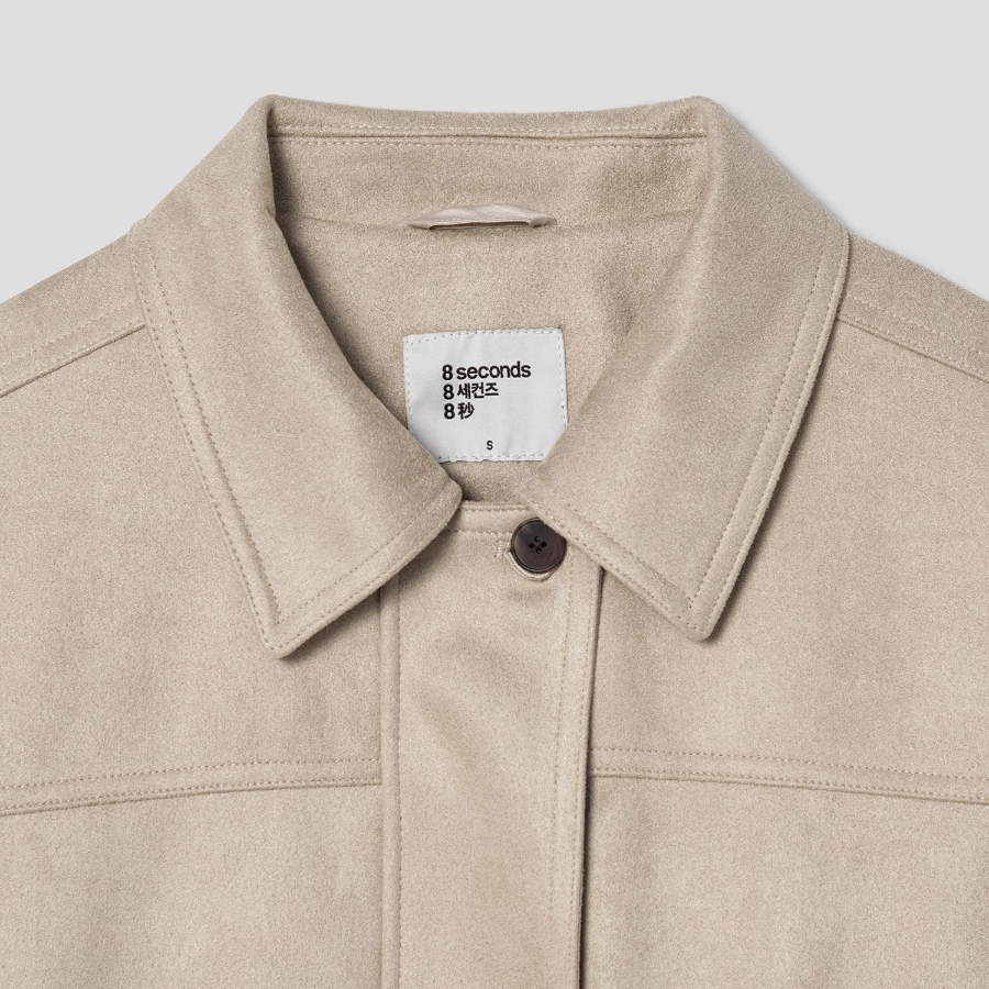 8 seconds Suede Collar Jacket — Beige