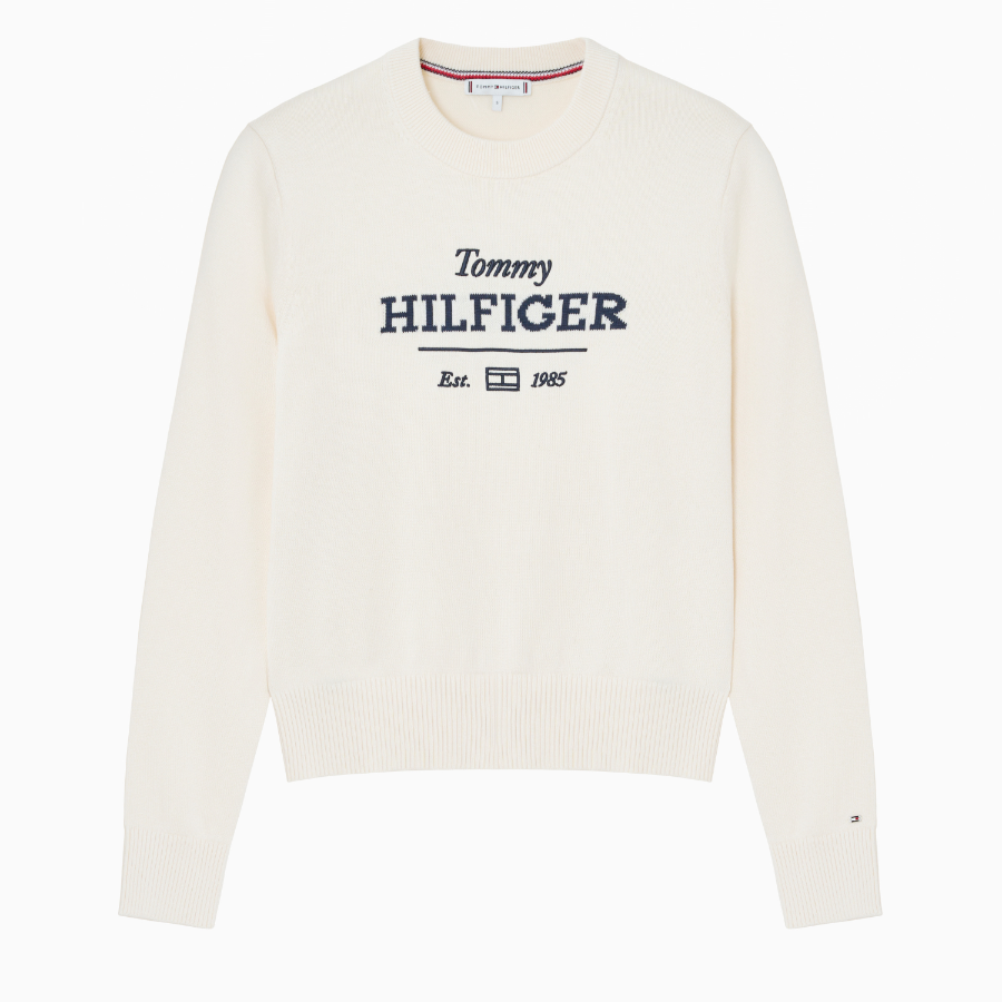 TOMMY HILFIGER [Official Headquarters] Logo Crew Neck Sweater
