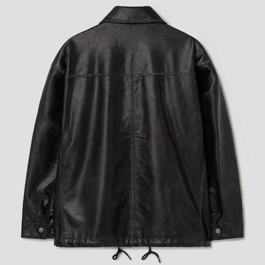 8 seconds Faux Leather Oversized Blouson — Dark Brown