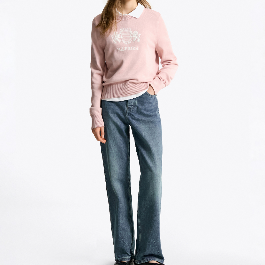 TOMMY HILFIGER [Official Headquarters] Logo Crew Neck Sweater