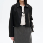 8 seconds Leather Snap Button Slim Outer — Black