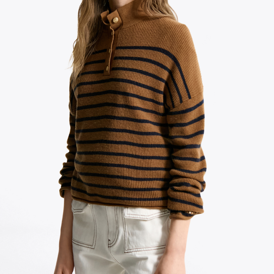 TOMMY HILFIGER [Official Headquarters] Gold Button Polo Sweater