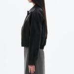 8 seconds Leather Snap Button Slim Outer — Black