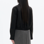 8 seconds Leather Snap Button Slim Outer — Black