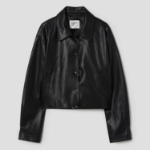 8 seconds Leather Snap Button Slim Outer — Black